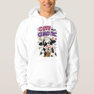 Sudadera Vaca linda pero caótica con café con hielo