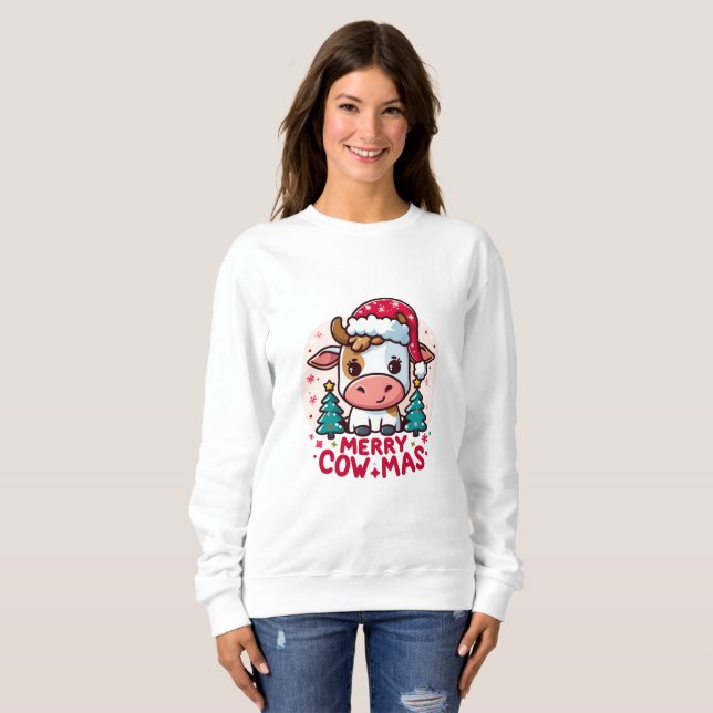 Sudadera Vaca "Merry Cowmas" Navidades (Anverso completo)