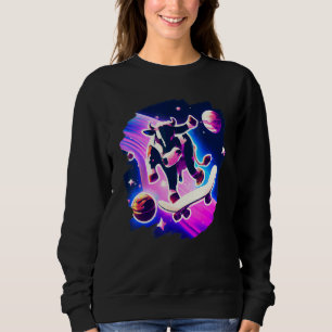 Sudadera Vaca Patinando en el Espacio Exterior Retro Vintag