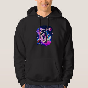 Sudadera Vaca Patinando en el Espacio Exterior Retro Vintag