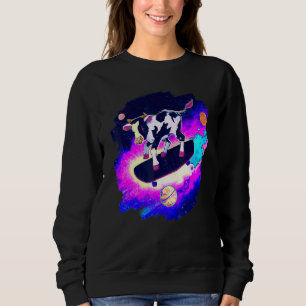 Sudadera Vaca Patinando en el Espacio Exterior Retro Vintag