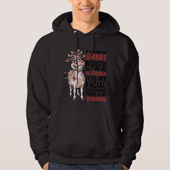 Sudadera Vaca Sassy Divertida Boca Inteligente Gráfico Vint (Anverso)