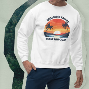 Sudadera Vacaciones en Maui Amanecer Palmeras Personalizado