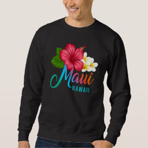 Sudadera Vacaciones en Maui con flores de hibisco tropical 