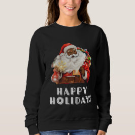 Sudadera Vacaciones felices de Papá Noel Negro