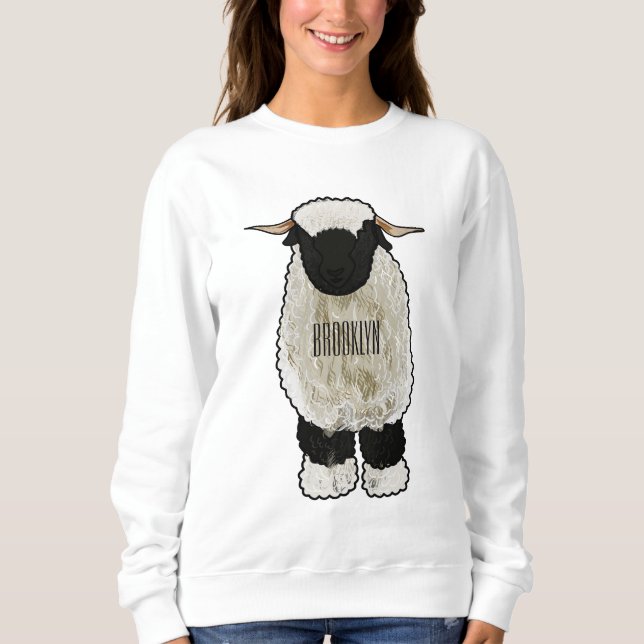 Sudadera Valais Blacknose ilustracion personalizado ovino (Anverso)