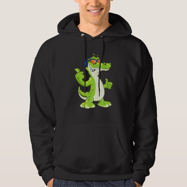 Sudadera Vale Auriculares Música Alligator Zoológico Reptil (Anverso)
