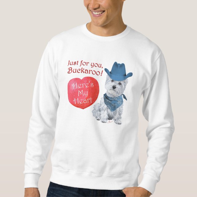 Sudadera Valentín vaquero Westie (Anverso)