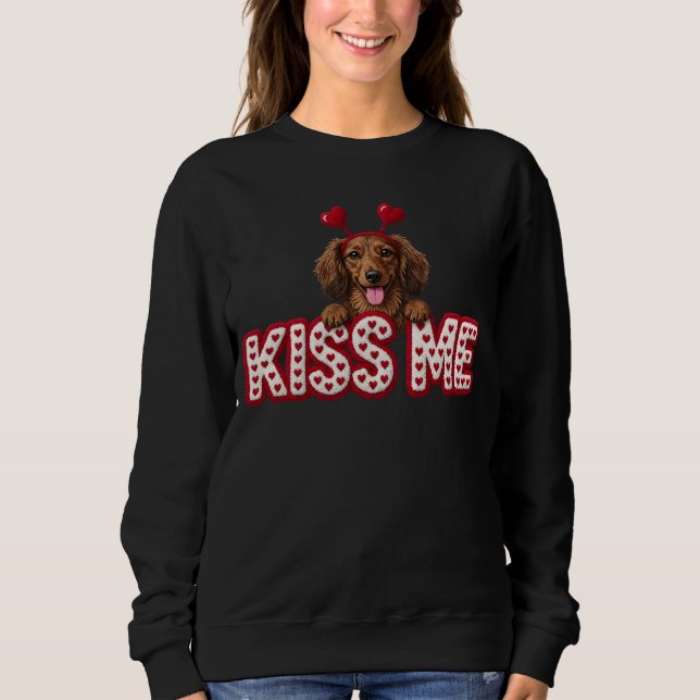 Sudadera Valentine Dachshund puppy dog  (Anverso)