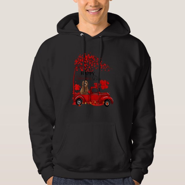 Sudadera Valentine Goldendoodle Driving Truck Dog Valentine (Anverso)