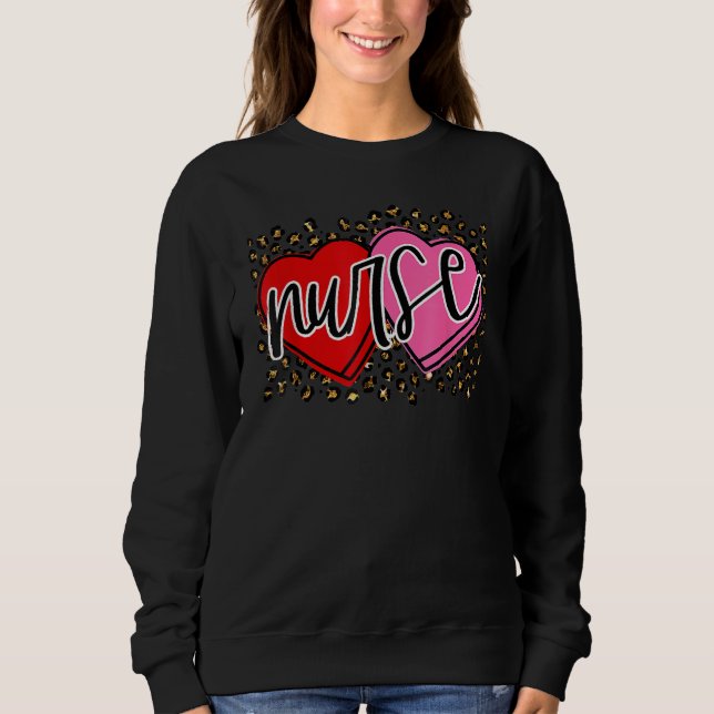 Sudadera Valentine Nurse Retro Heart Leopard Happy Valentin (Anverso)