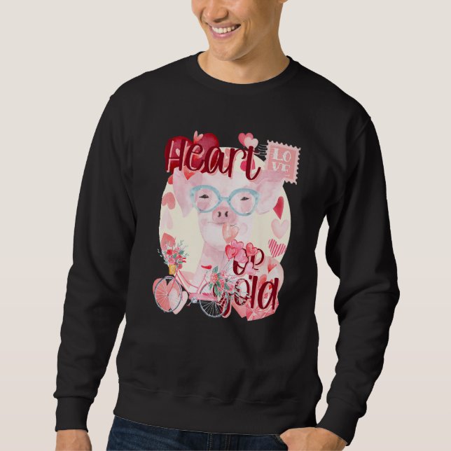 Sudadera Valentine Pig Simply Watercolor Southern Colors Co (Anverso)