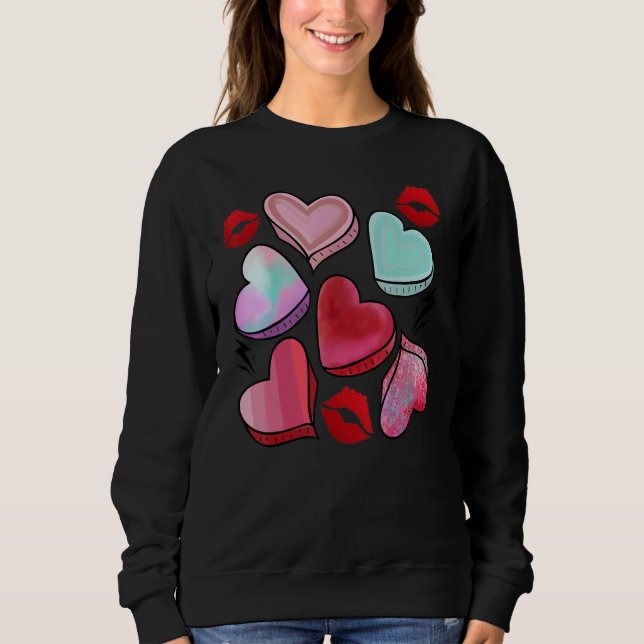 Sudadera Valentine Sweet Candy Heart Kiss Lips Happy Valent (Anverso)