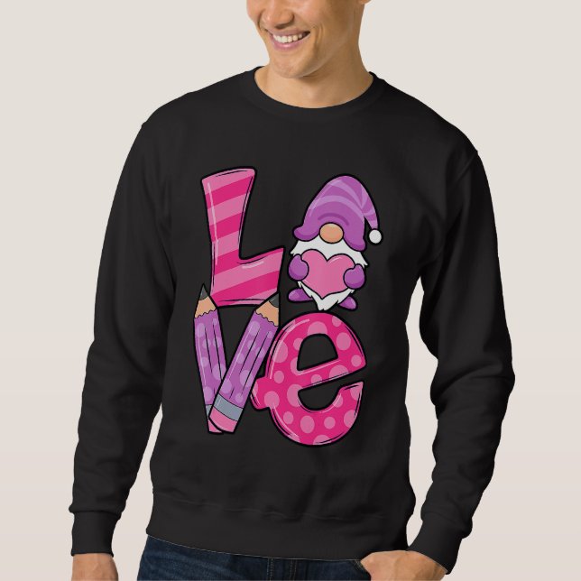 Sudadera Valentine Teacher Squad Gnome Love Sweethearts Hea (Anverso)
