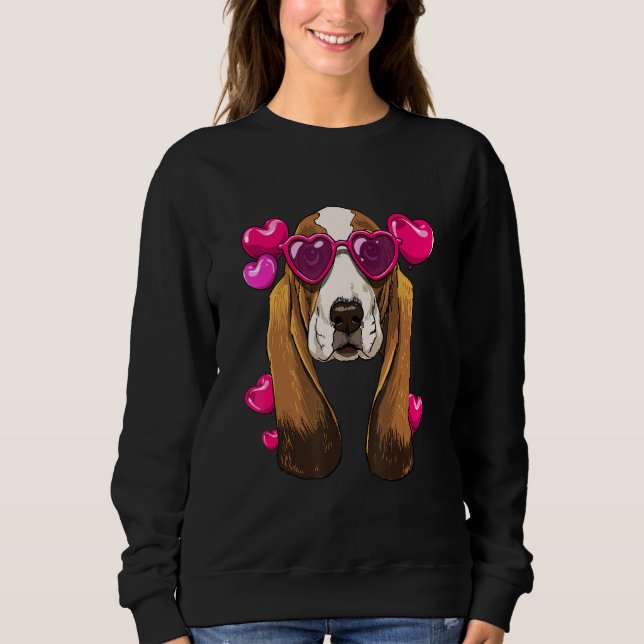 Sudadera Valentines Day Basset Hound Heart Couples Basset H (Anverso)