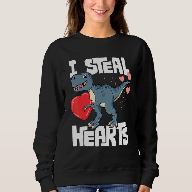 Sudadera Valentines Day Boys T Rex Dinosaur I Steal Hearts (Anverso)