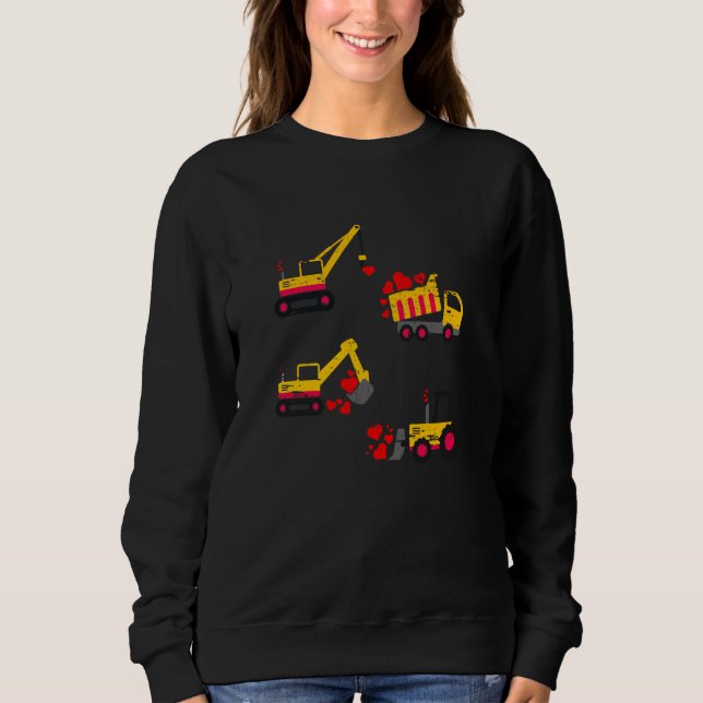 Sudadera Valentines Day Construction Trucks Boys Kids Toddl (Anverso)