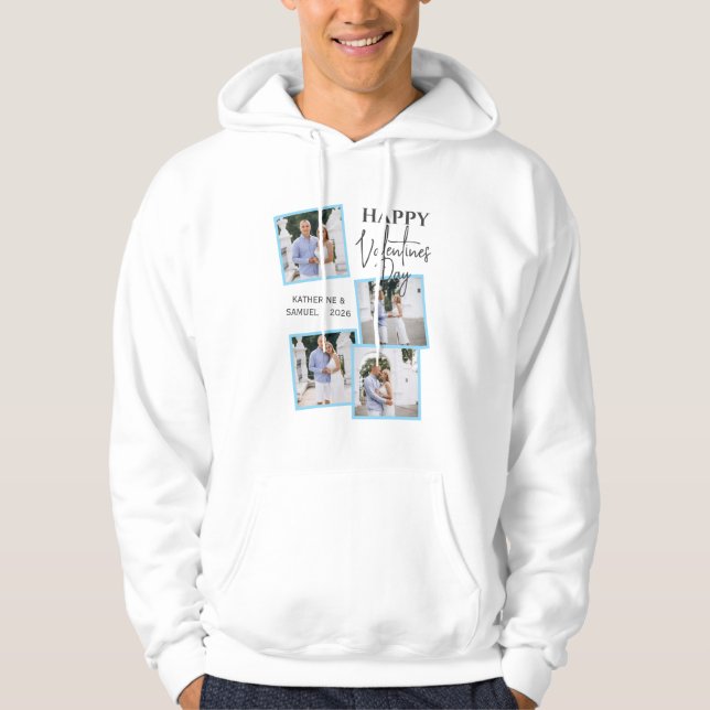 Sudadera Valentine's Day Custom 4 Photo Collage & Names (Anverso)