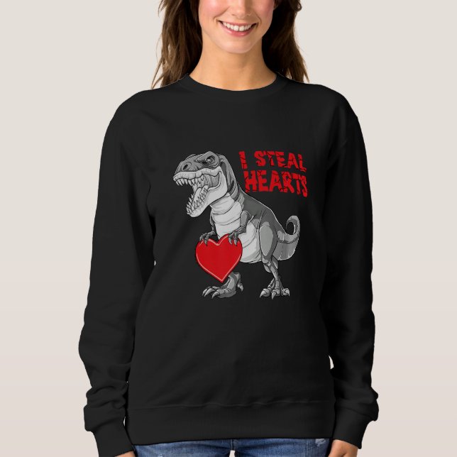 Sudadera Valentines Day Dinosaur I Steal Hearts Boys Men Lo (Anverso)