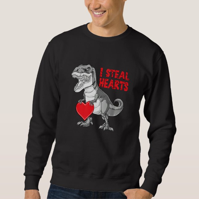 Sudadera Valentines Day Dinosaur I Steal Hearts Boys Men Lo (Anverso)