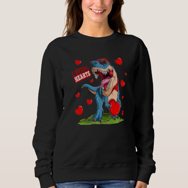 Sudadera Valentines Day Dinosaur I Steal Hearts Boys Men Lo (Anverso)