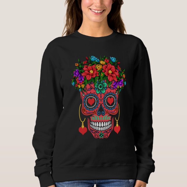 Sudadera Valentines Day Floral Dia De Los Muertos Roses Val (Anverso)