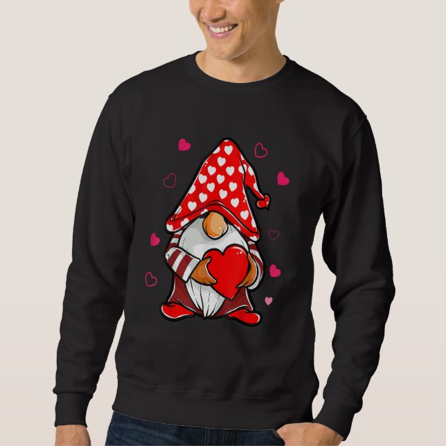 Sudadera Valentines Day Gnome Love Holding Red Heart (Anverso)