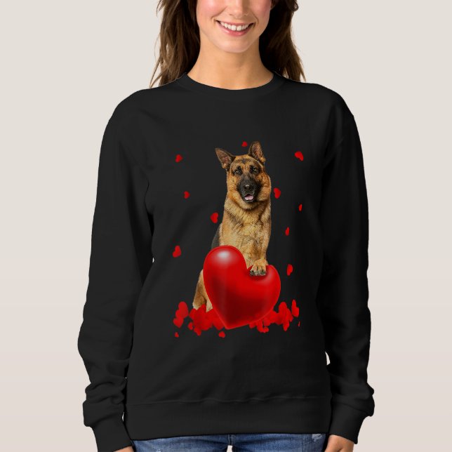 Sudadera Valentine's Day Heart Couple German Shepherd Dog P (Anverso)