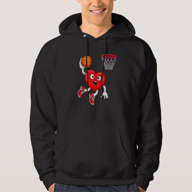 Sudadera Valentines Day Heart Dunking Basketball Player Adu (Anverso)