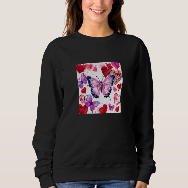 Sudadera Valentine's Day Love Heart Butterfly Girlfriend Fi (Anverso)