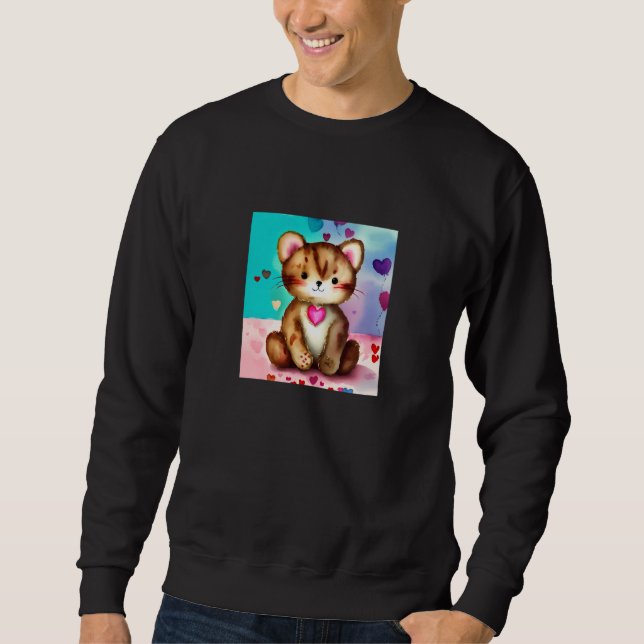 Sudadera Valentine's Day Love Heart Cat Teddy Girlfriend Fi (Anverso)