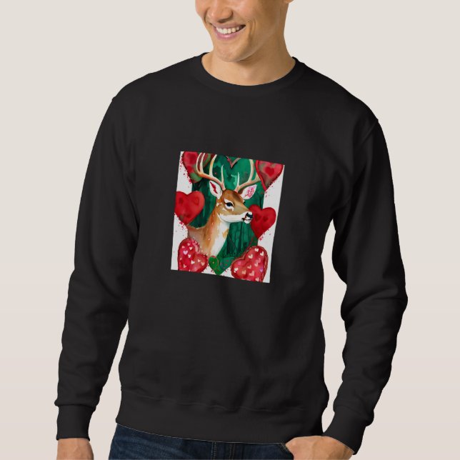 Sudadera Valentine's Day Love Heart Cute Deer Girlfriend Fi (Anverso)
