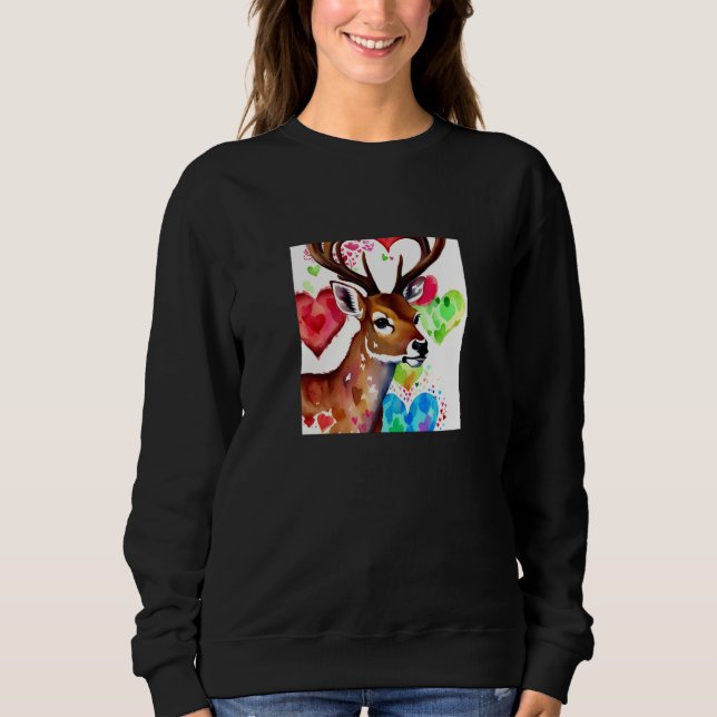 Sudadera Valentine's Day Love Heart Cute Deer Girlfriend Fi (Anverso)