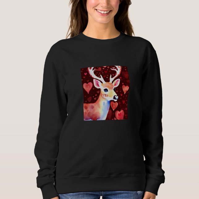 Sudadera Valentine's Day Love Heart Cute Deer Girlfriend Fi (Anverso)