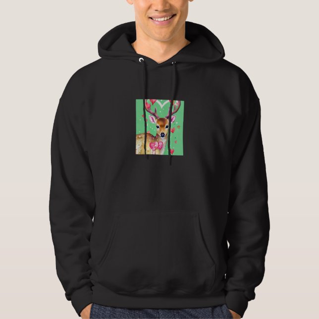 Sudadera Valentine's Day Love Heart Cute Deer Girlfriend Fi (Anverso)