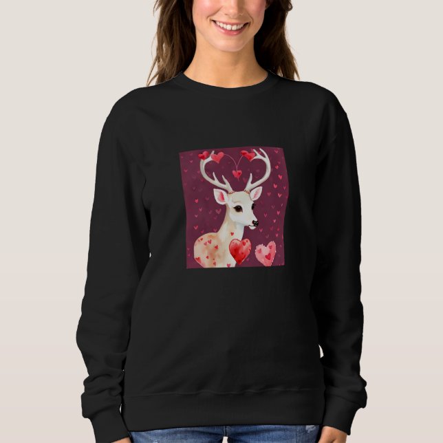 Sudadera Valentine's Day Love Heart Cute Deer Girlfriend Fi (Anverso)