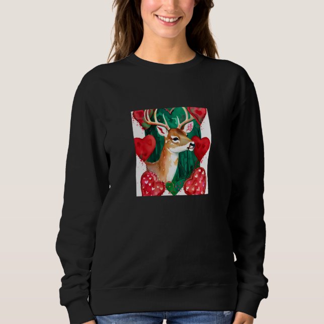 Sudadera Valentine's Day Love Heart Cute Deer Girlfriend Fi (Anverso)