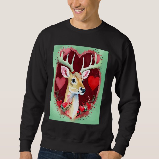 Sudadera Valentine's Day Love Heart Cute Deer Girlfriend Fi (Anverso)