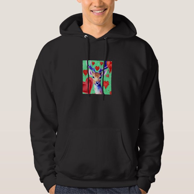 Sudadera Valentine's Day Love Heart Cute Deer Girlfriend Fi (Anverso)