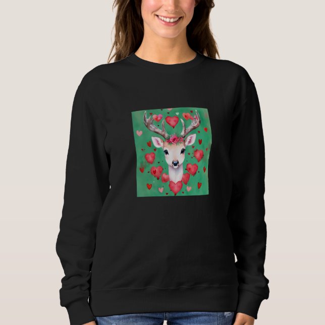 Sudadera Valentine's Day Love Heart Cute Deer Girlfriend Fi (Anverso)