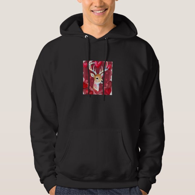 Sudadera Valentine's Day Love Heart Cute Deer Girlfriend Fi (Anverso)