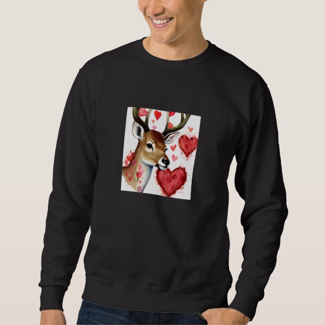Sudadera Valentine's Day Love Heart Cute Deer Girlfriend Fi (Anverso)