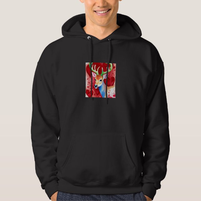 Sudadera Valentine's Day Love Heart Cute Deer Girlfriend Fi (Anverso)