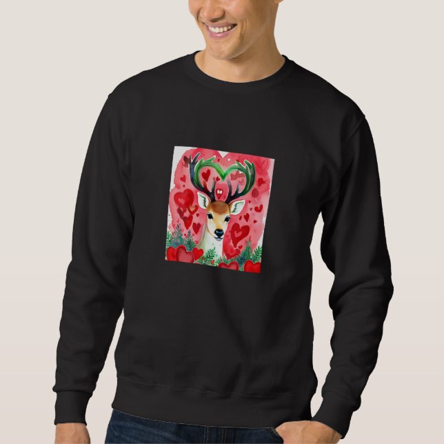 Sudadera Valentine's Day Love Heart Cute Deer Girlfriend Fi (Anverso)