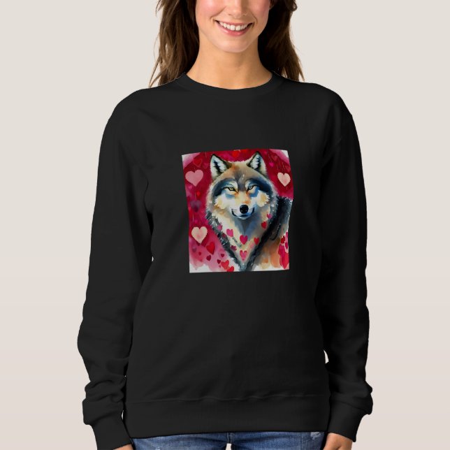 Sudadera Valentine's Day Love Heart Cute Wolf Girlfriend Fi (Anverso)