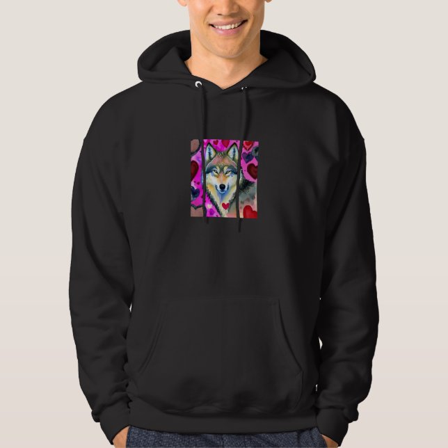 Sudadera Valentine's Day Love Heart Cute Wolf Girlfriend Fi (Anverso)