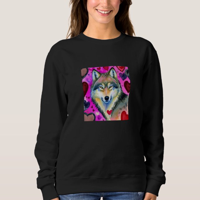 Sudadera Valentine's Day Love Heart Cute Wolf Girlfriend Fi (Anverso)