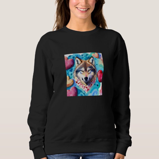 Sudadera Valentine's Day Love Heart Cute Wolf Girlfriend Fi (Anverso)