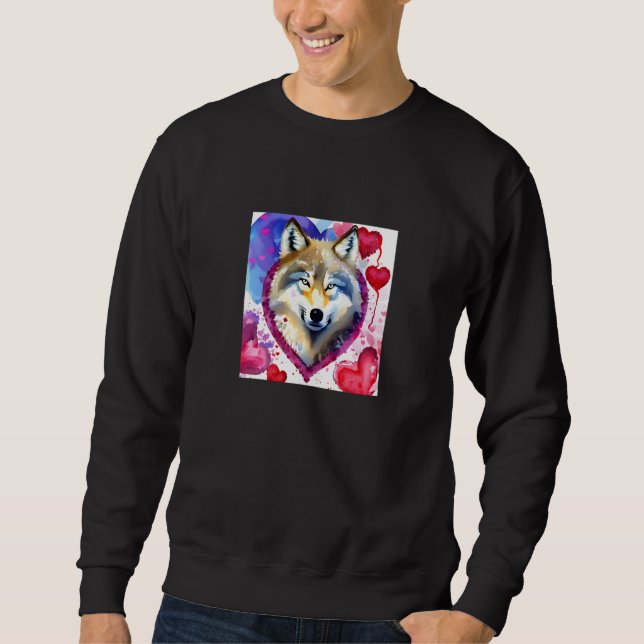 Sudadera Valentine's Day Love Heart Cute Wolf Girlfriend Fi (Anverso)