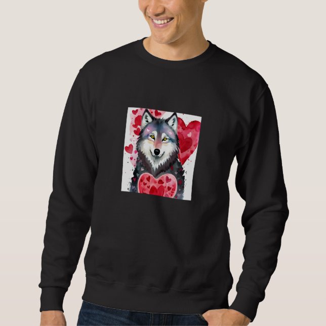 Sudadera Valentine's Day Love Heart Cute Wolf Girlfriend Fi (Anverso)